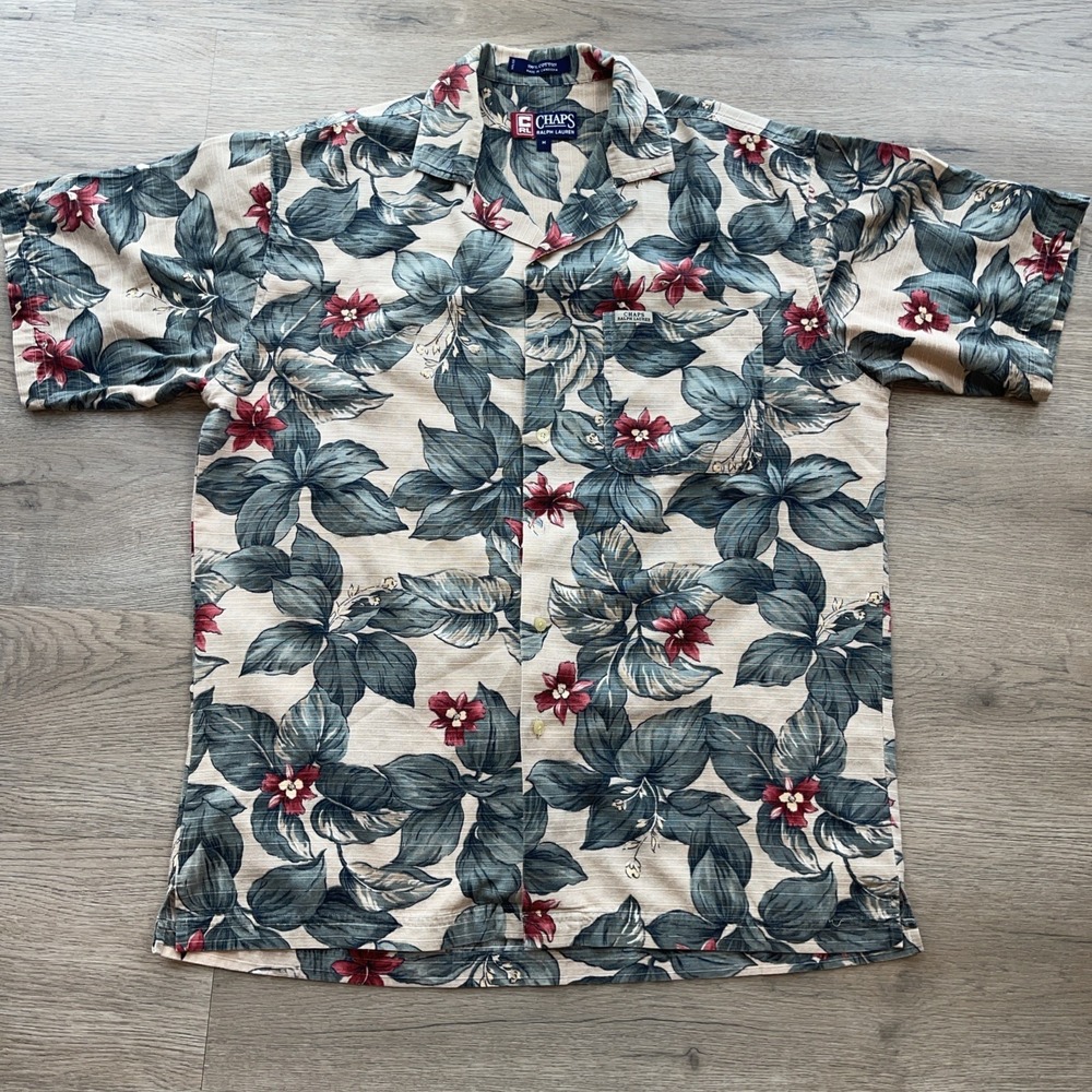 Chaps Ralph Lauren Men's Tropical Floral Camp Shirt Short Sleeve Button Down Alo